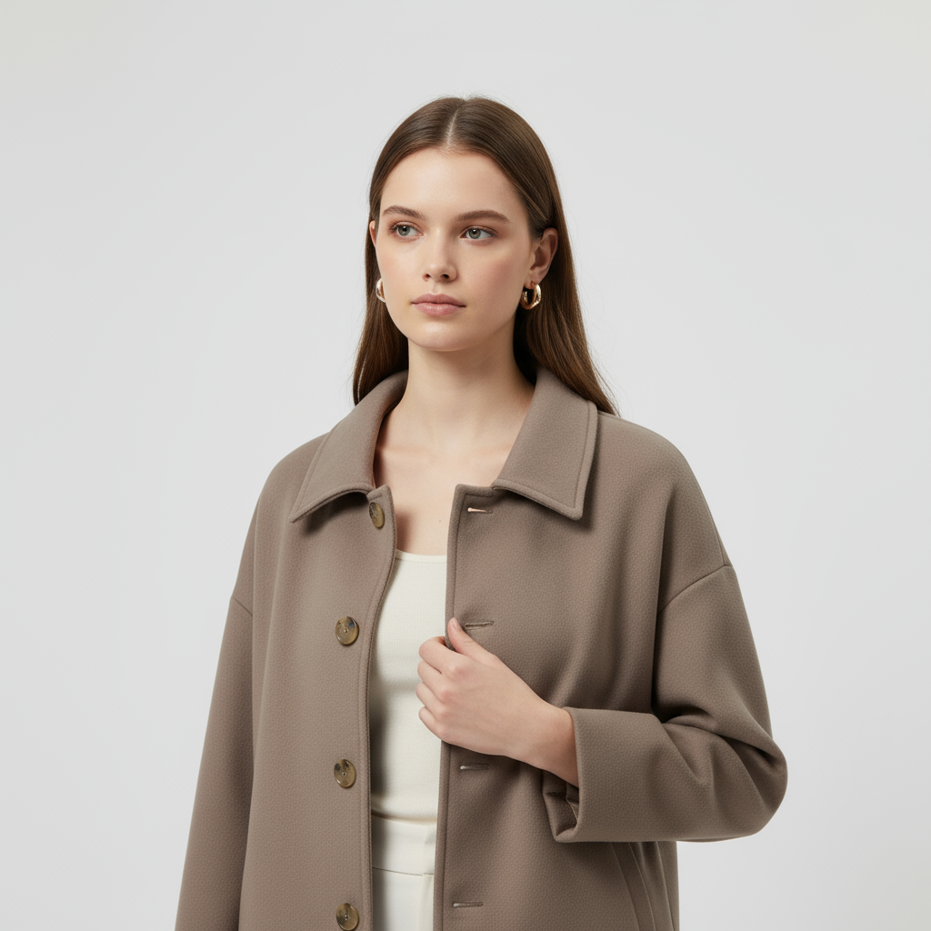 Hip-Length Women's Mini Coat - Lightweight Fabric, Casual Style for Everyday Wear, Available in Multiple Colors