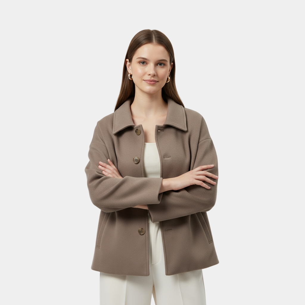 Hip-Length Women's Mini Coat - Lightweight Fabric, Casual Style for Everyday Wear, Available in Multiple Colors