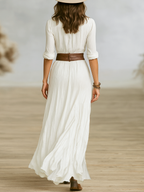 Imitation Cotton And Linen Pleated Maxi Dress Women UK – Wedding Guest Garden Party Evening Gown