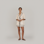 Ivory Linen Blend Women's Co-ord Shirt and Skirt Set for Casual Wear