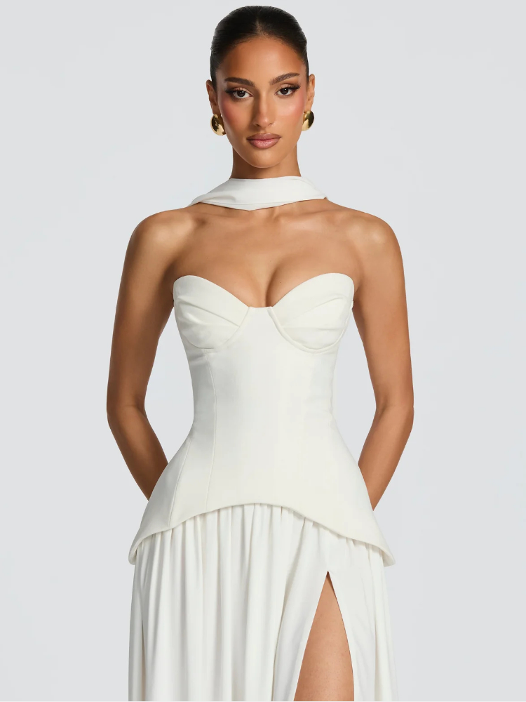 Ivory Maxi Dress with Elegant Design for Formal Events and Special Occasions