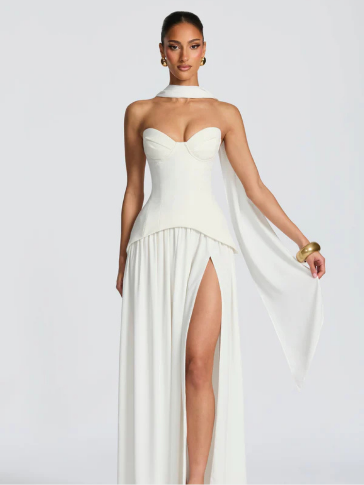 Ivory Maxi Dress with Elegant Design for Formal Events and Special Occasions