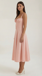 Jade Laced Midi Dress - Elegant Casual Wear for Women - Perfect for Parties and Events