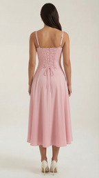 Jade Laced Midi Dress - Elegant Casual Wear for Women - Perfect for Parties and Events
