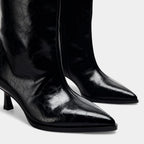Knee High Faux Leather Boots for Women - Side Zip Design for Casual and Dressy Occasions