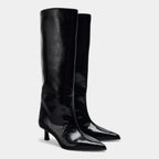 Knee High Faux Leather Boots for Women - Side Zip Design for Casual and Dressy Occasions