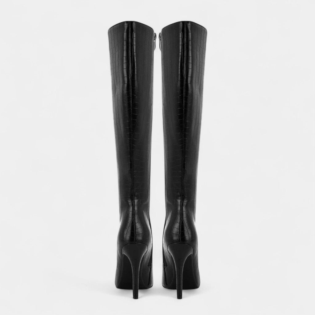 Knee-High Stiletto Boots for Women - Pointed Toe Design - Stylish Footwear for Dressy Occasions