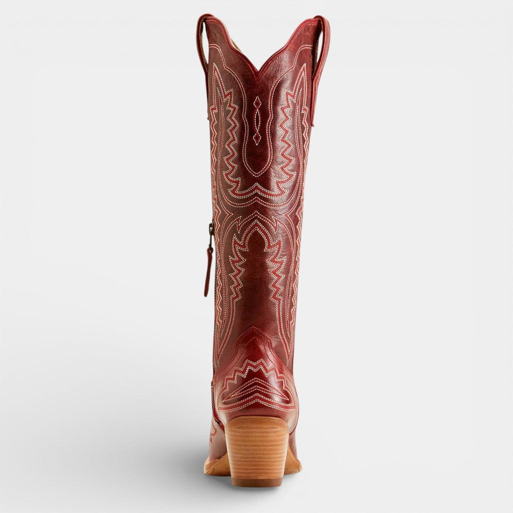 Knee High Vegan Leather Cowboy Boots for Women - Western Block Heel Design for Casual Wear