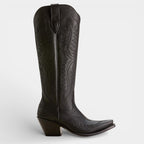 Knee High Vegan Leather Cowboy Boots for Women - Western Block Heel Design for Casual Wear