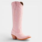 Knee High Vegan Leather Cowboy Boots for Women - Western Block Heel Design for Casual Wear