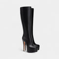 Knee-High Women's Boots with Rounded Toe and High Platform for Casual Wear - Stylish Footwear for Fall and Winter