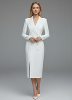 Knee-Length Midi Dress for Women - Fitted with Elegant Lapel Design - Perfect for Formal Events - Multiple Colours Available