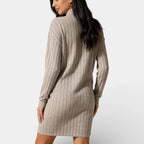 Knit Turtleneck Sweater Dress for Women - Cozy Long Sleeve Casual Dress in Soft Fabric for Fall and Winter Wear