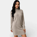 Knit Turtleneck Sweater Dress for Women - Cozy Long Sleeve Casual Dress in Soft Fabric for Fall and Winter Wear