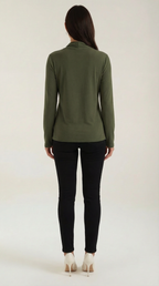 Knotted Mock Neck Blouse in Lightweight Fabric for Casual or Office Wear