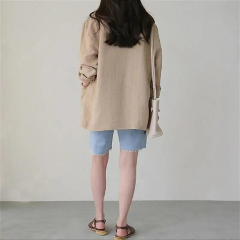 Korean Herringbone Blazer - Casual Loose Fit - Lightweight Spring/Summer Wear