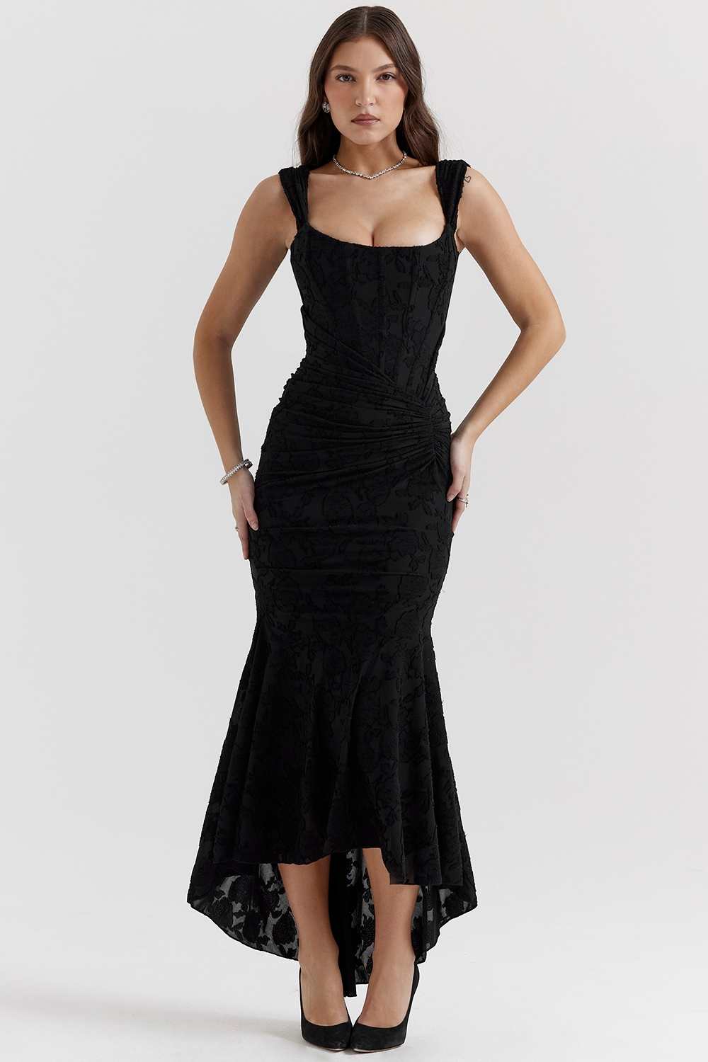 Lace Maxi Dress for Wedding Guests - Elegant Corset Design