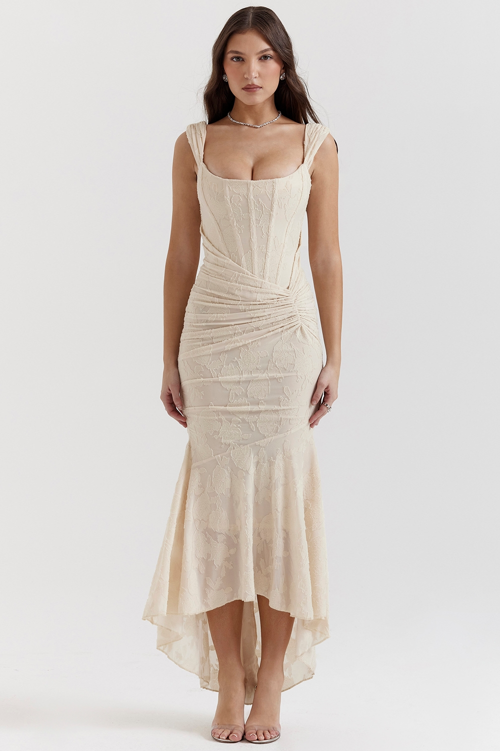 Lace Maxi Dress for Wedding Guests - Elegant Corset Design