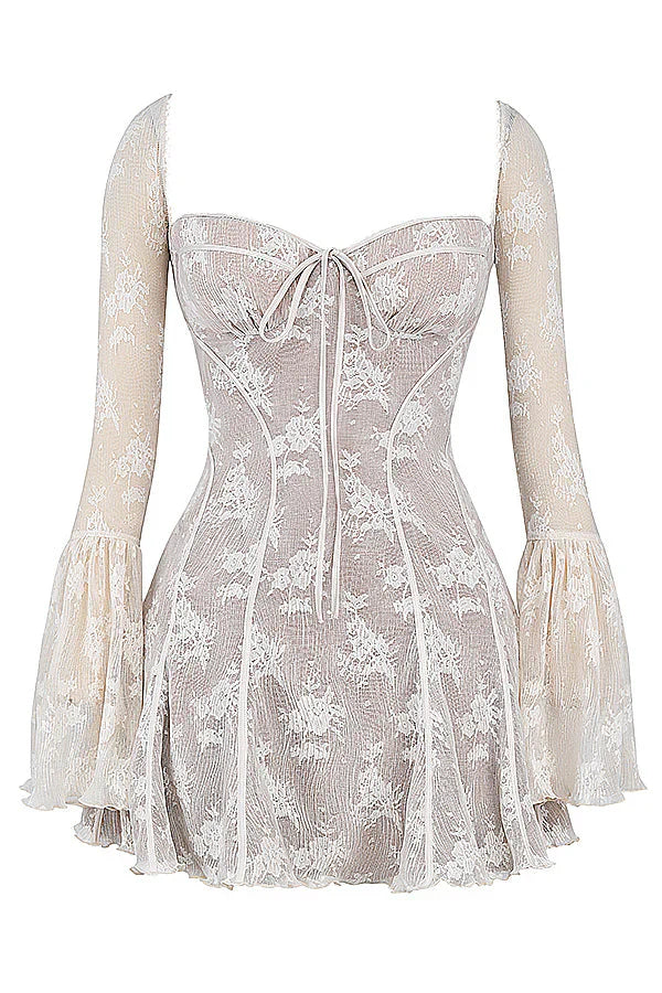 Lace Midi Dress with Floral Design for Special Occasions