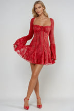 Lace Midi Dress with Floral Design for Special Occasions