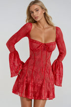 Lace Midi Dress with Floral Design for Special Occasions
