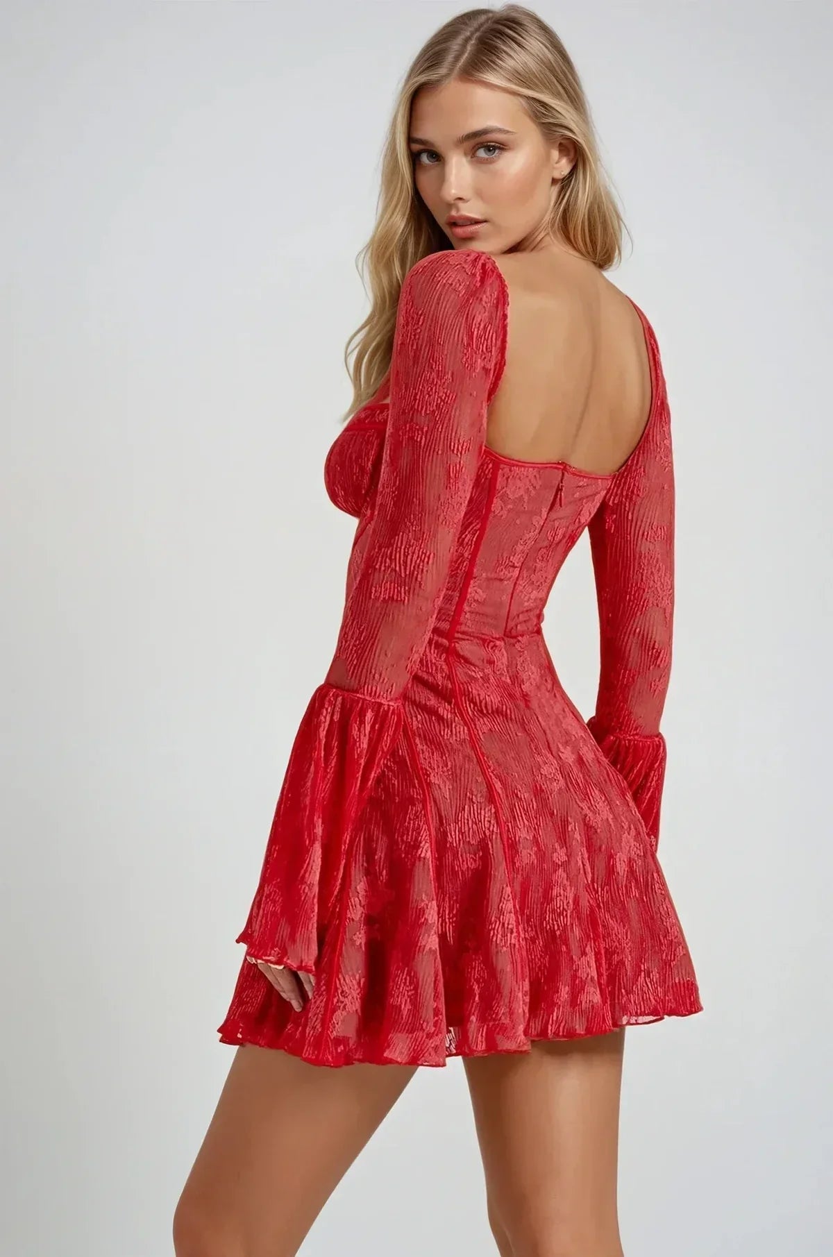 Lace Midi Dress with Floral Design for Special Occasions