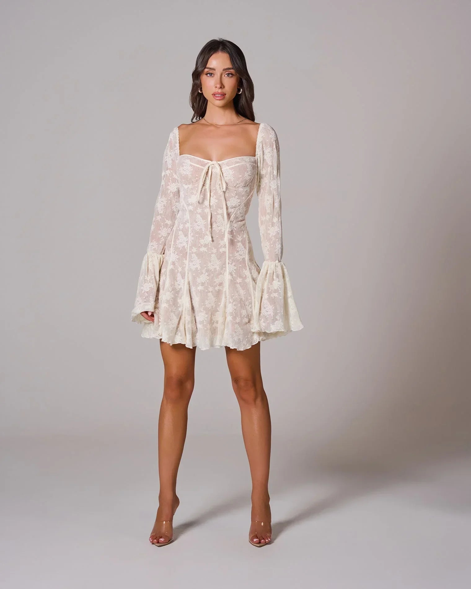 Lace Midi Dress with Floral Design for Special Occasions