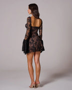 Lace Midi Dress with Floral Design for Special Occasions