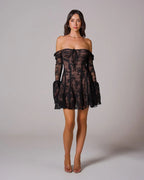 Lace Midi Dress with Floral Design for Special Occasions
