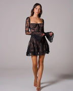 Lace Midi Dress with Floral Design for Special Occasions