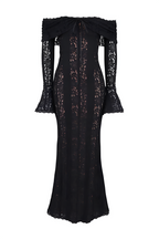 Lace Off-Shoulder Maxi Dress for Women - Elegant Evening Wear, White
