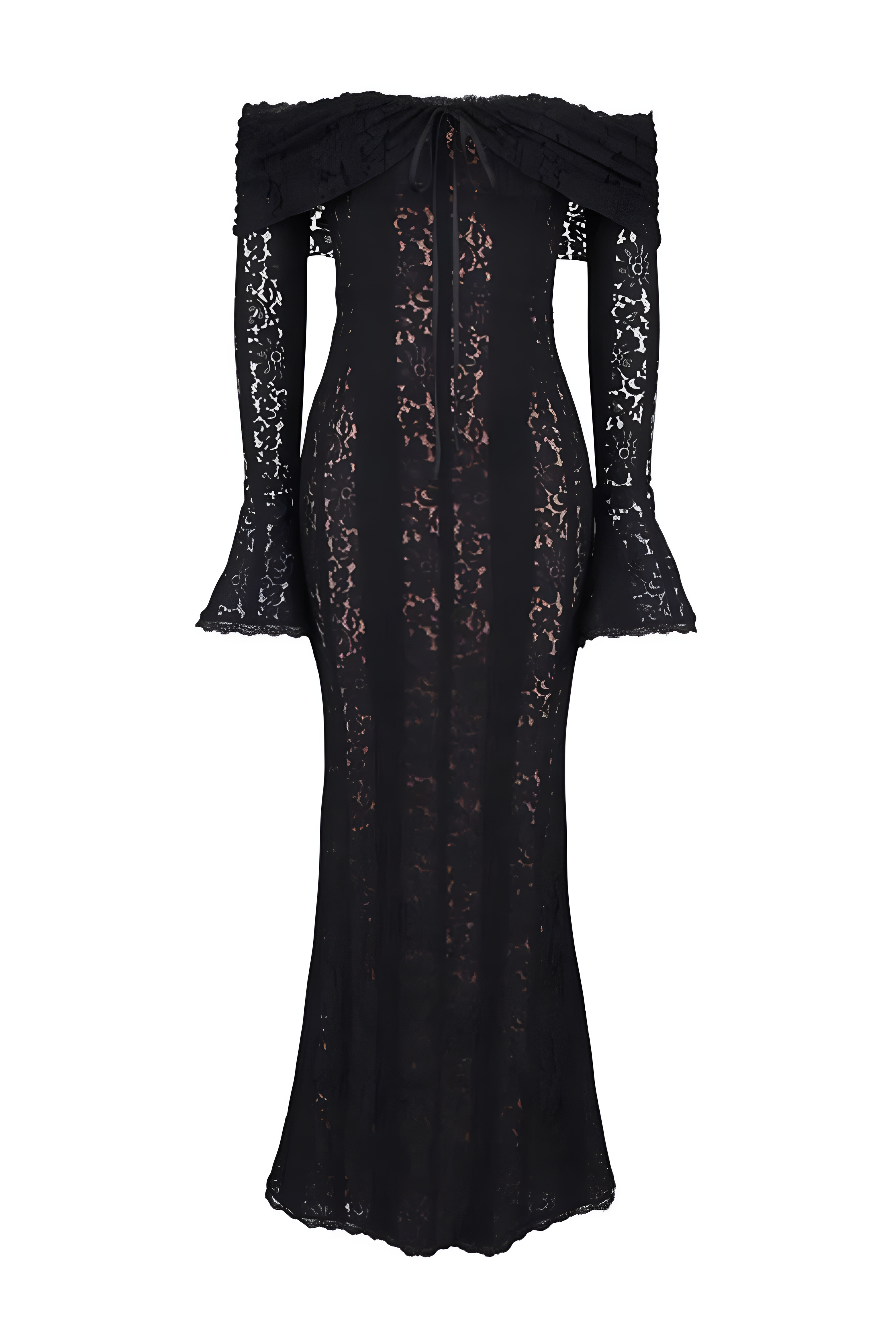 Lace Off-Shoulder Maxi Dress for Women - Elegant Evening Wear, White