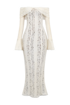 Lace Off-Shoulder Maxi Dress for Women - Elegant Evening Wear, White