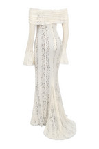 Lace Off-Shoulder Maxi Dress for Women - Elegant Evening Wear, White