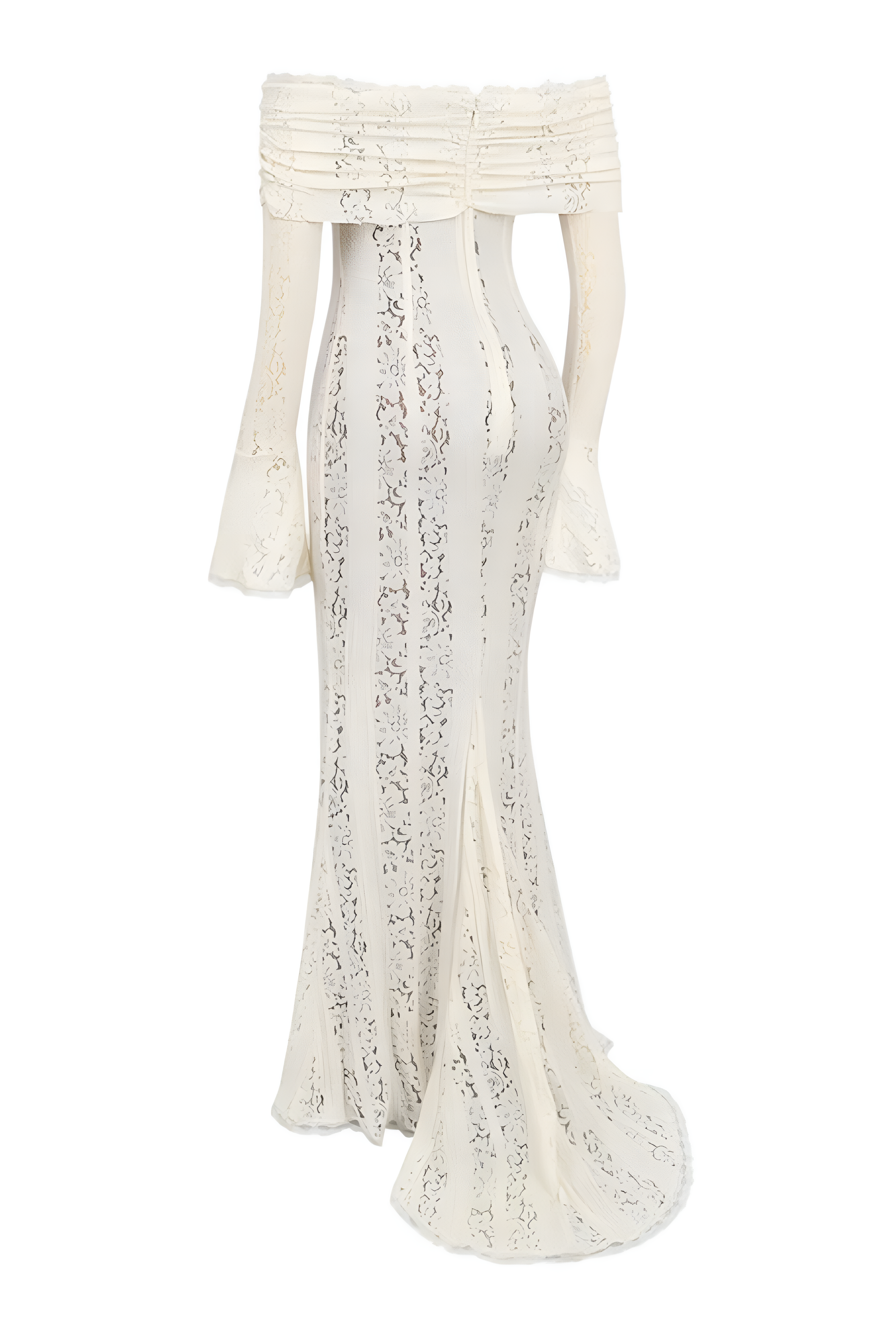 Lace Off-Shoulder Maxi Dress for Women - Elegant Evening Wear, White