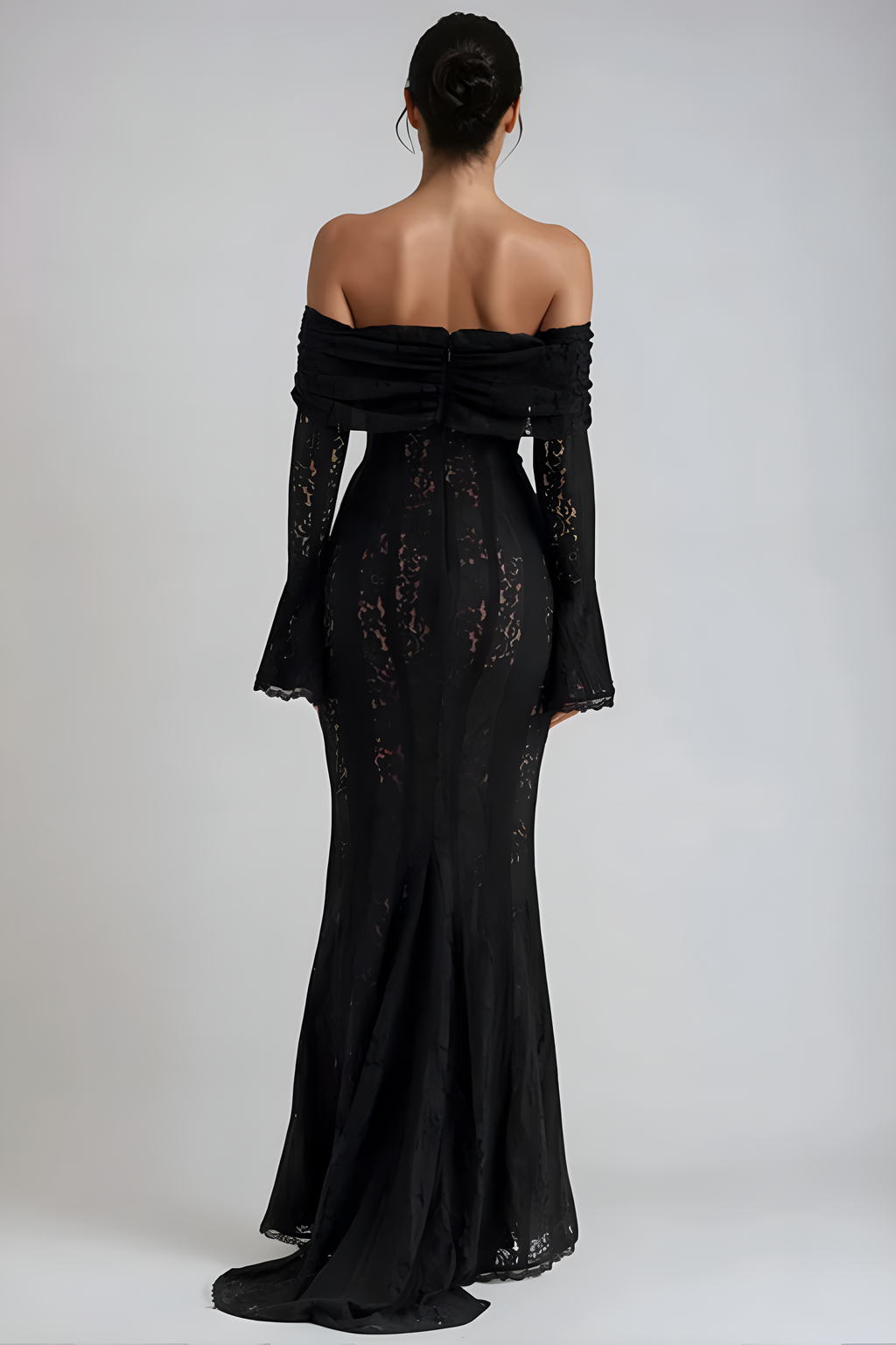 Lace Off-Shoulder Maxi Dress for Women - Elegant Evening Wear, White