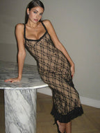 Lace Patchwork Midi Dress in Geneva Style for Casual or Formal Wear