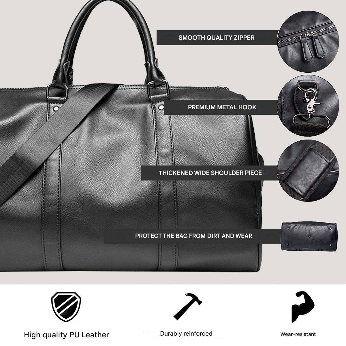 Large-Capacity Leather Travel Duffel – Lightweight Carry-On Bag, Durable for Weekend Getaways, Travel