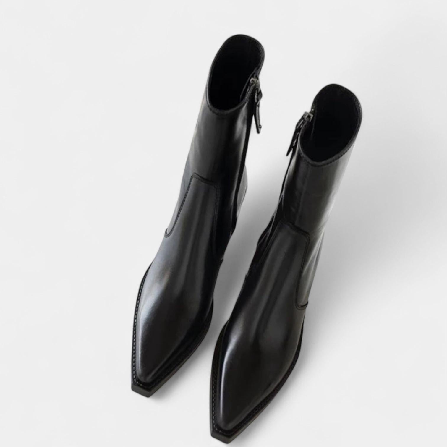 Leather Ankle Boots for Women with Side Zip Closure - Stylish Footwear for Everyday Wear