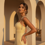 Lemon Floral Jacquard Maxi Dress for Women - Elegant Summer Wear
