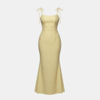 Lemon Floral Jacquard Maxi Dress for Women - Elegant Summer Wear