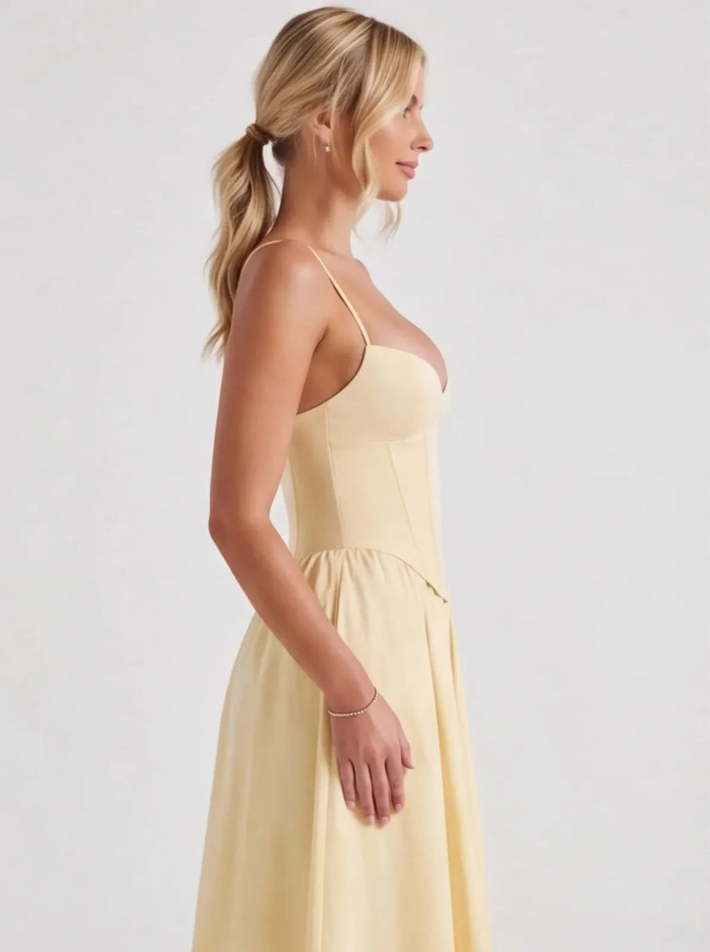 Lemon Midi Dress Women UK – Lightweight Fabric Garden Party Wedding Guest Cocktail Attire