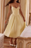 Lemon Midi Dress Women UK – Lightweight Fabric Garden Party Wedding Guest Cocktail Attire