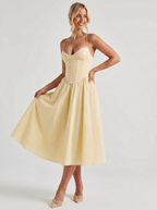 Lemon Midi Dress Women UK – Lightweight Fabric Garden Party Wedding Guest Cocktail Attire