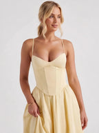 Lemon Midi Dress Women UK – Lightweight Fabric Garden Party Wedding Guest Cocktail Attire
