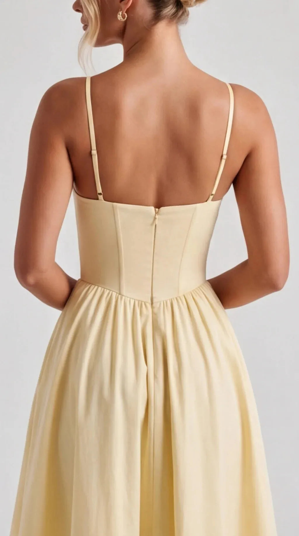 Lemon Midi Dress Women UK – Lightweight Fabric Garden Party Wedding Guest Cocktail Attire