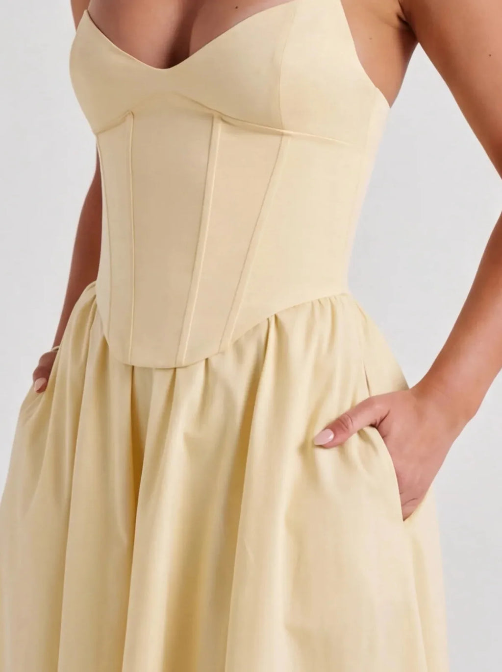 Lemon Midi Dress Women UK – Lightweight Fabric Garden Party Wedding Guest Cocktail Attire