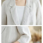 Lightweight Cotton Linen Women's Blazer for Casual and Elegant Outings