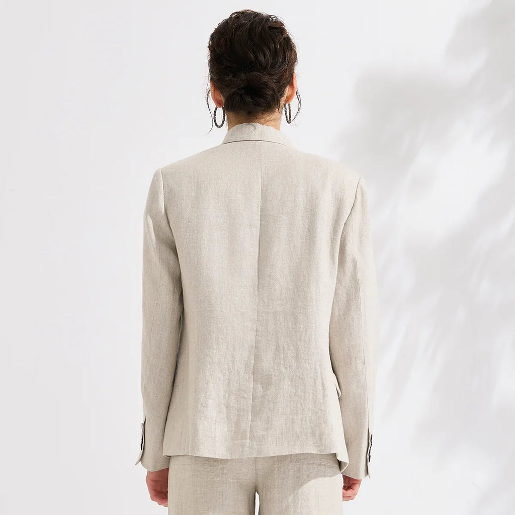 Linen Blazer Jacket for Women – Breathable Summer Outerwear – Chic Design