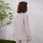Linen Blazer Suit with Stripe Design for Office Wear and Professional Attire